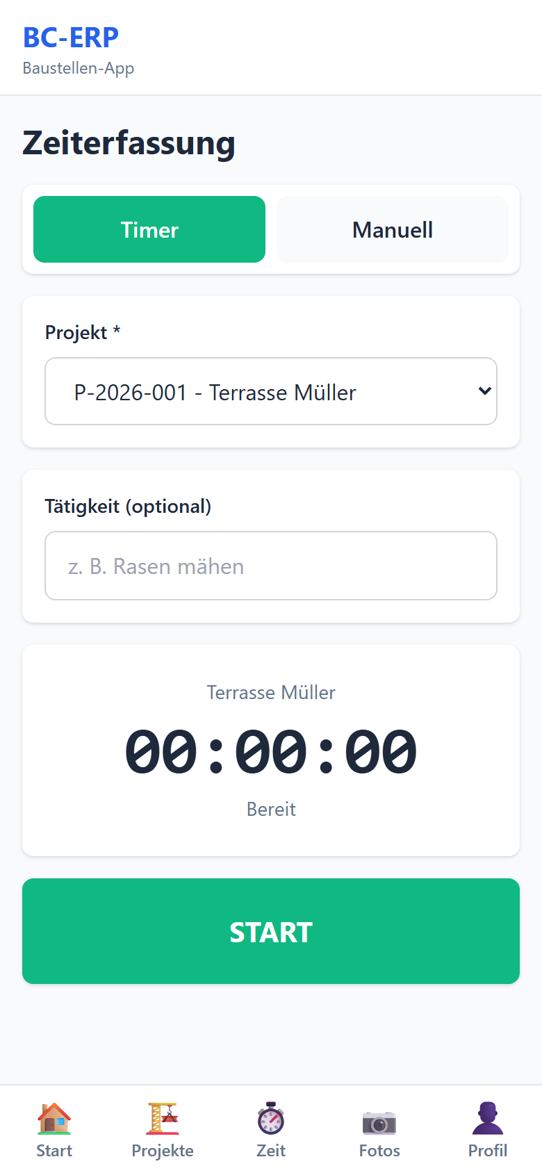 Zeiterfassung Timer